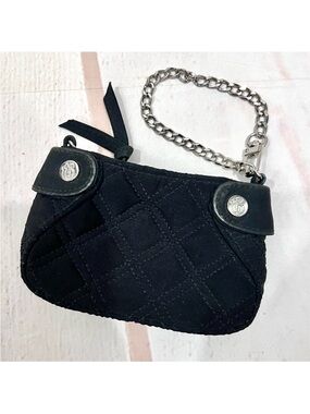 Vera Bradley Colette Quilted Microfiber Mini Black Wristlet Clutch Wallet Purse